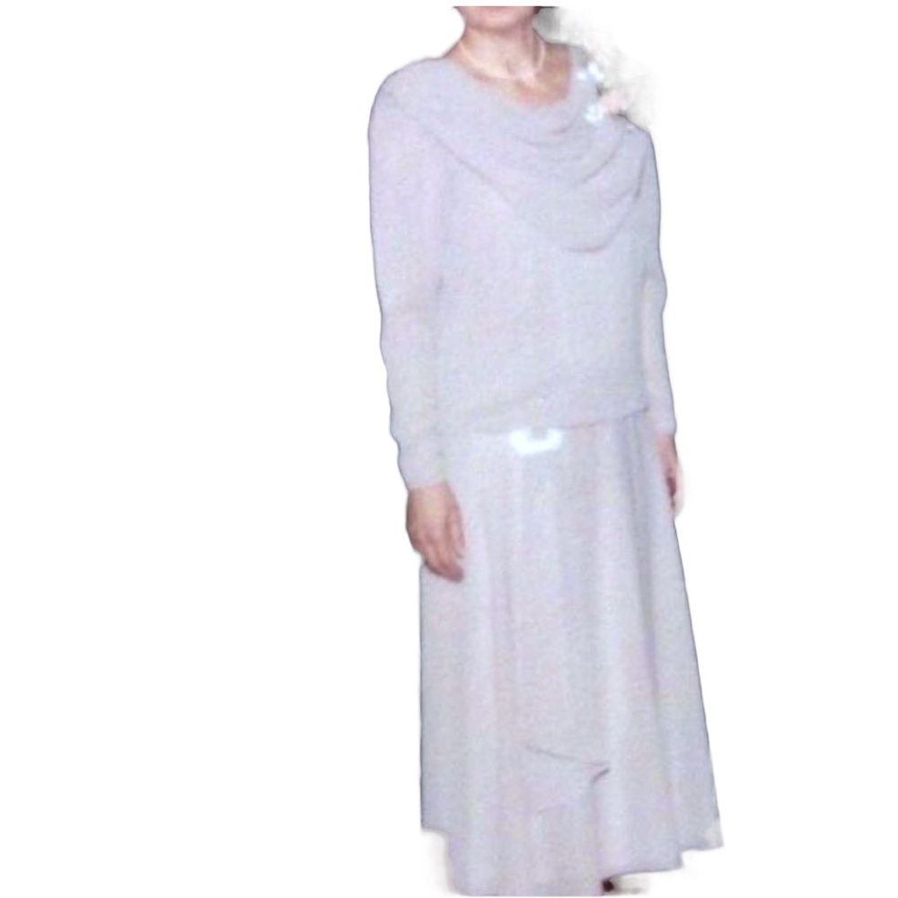Vintage Ursula of Switzerland Dress Purple Cowl Neck Pearls